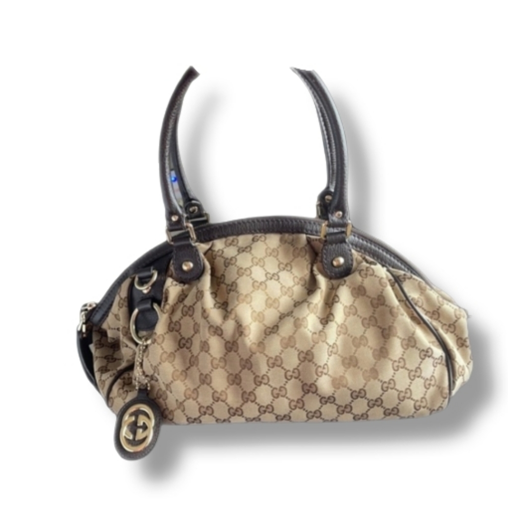 Authentic GUCCI sukey handbag beige brown monogram GG canvas